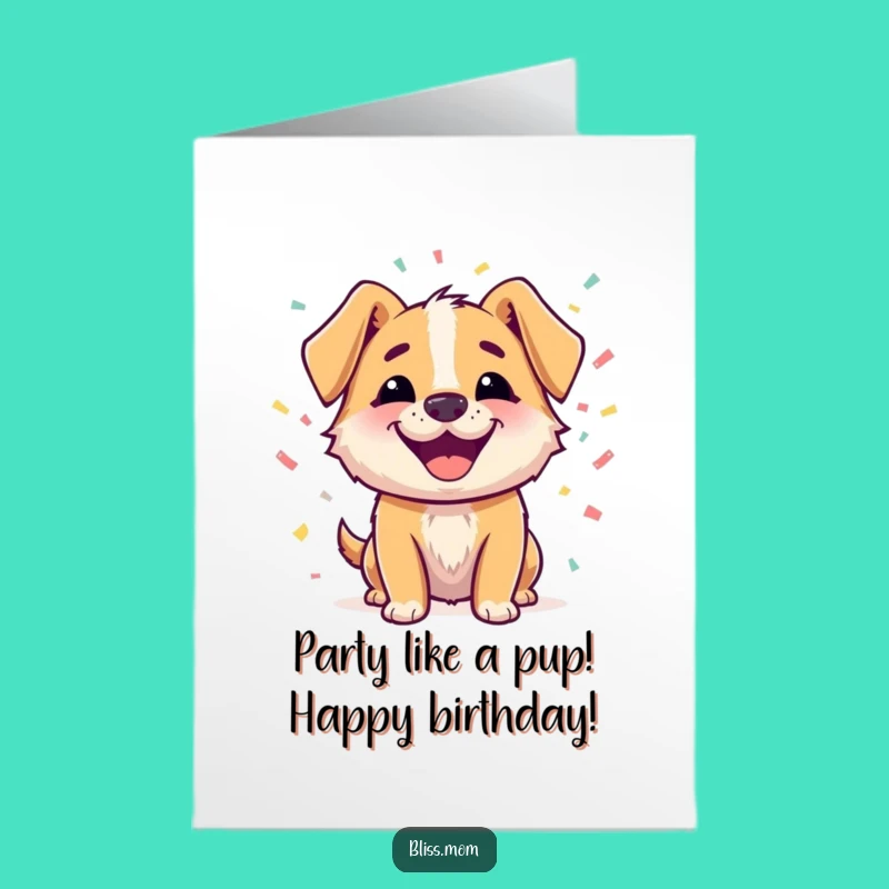 Free Printable Birthday Card: Happy Dog Confetti - Funny Downloadable Gift