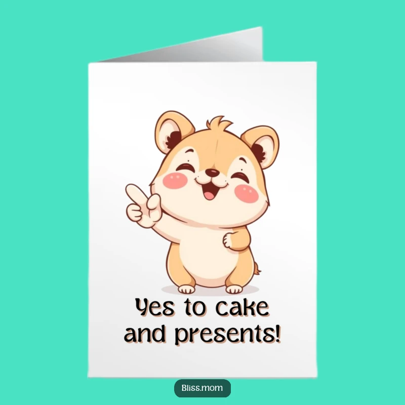 Free Printable Birthday Card: Joyful YES Animal - Funny Downloadable Gift
