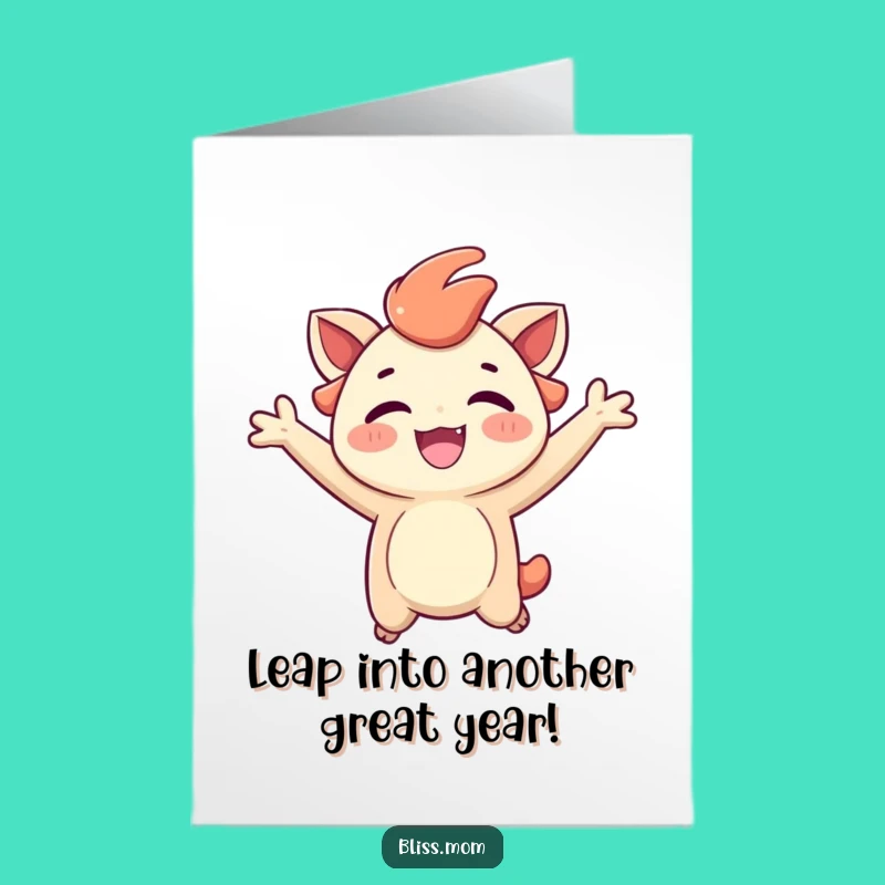 Free Printable Birthday Card: Jumping Creature Joy, Energetic Downloadable Gift for a Fun Birthday