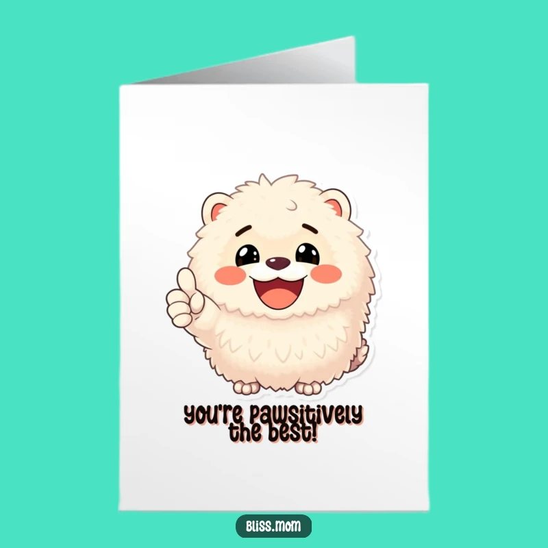 Free Printable Birthday Card: Smiling Thumbs Up Fluffy Animal, Funny Downloadable Gift for Friends
