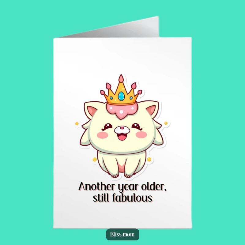 Free Printable Birthday Card: Sparkling Crown Creature LOL-Gift!