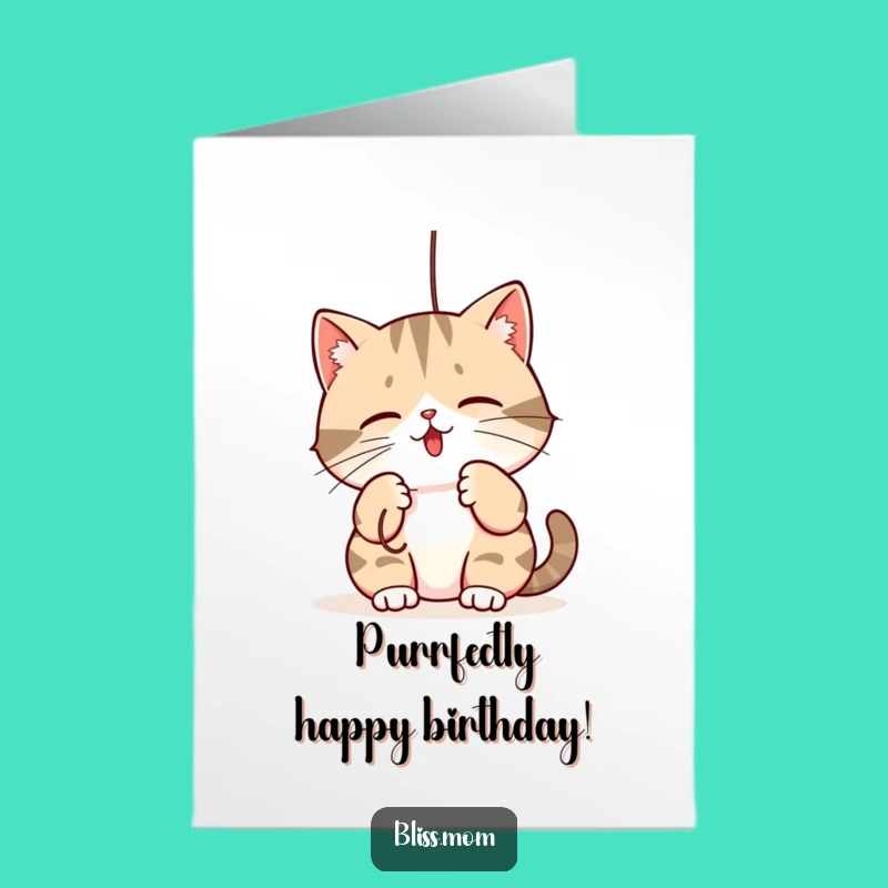 Free Printable Cat Mom Birthday Card: Playful Batting, String Chase Downloadable Gift