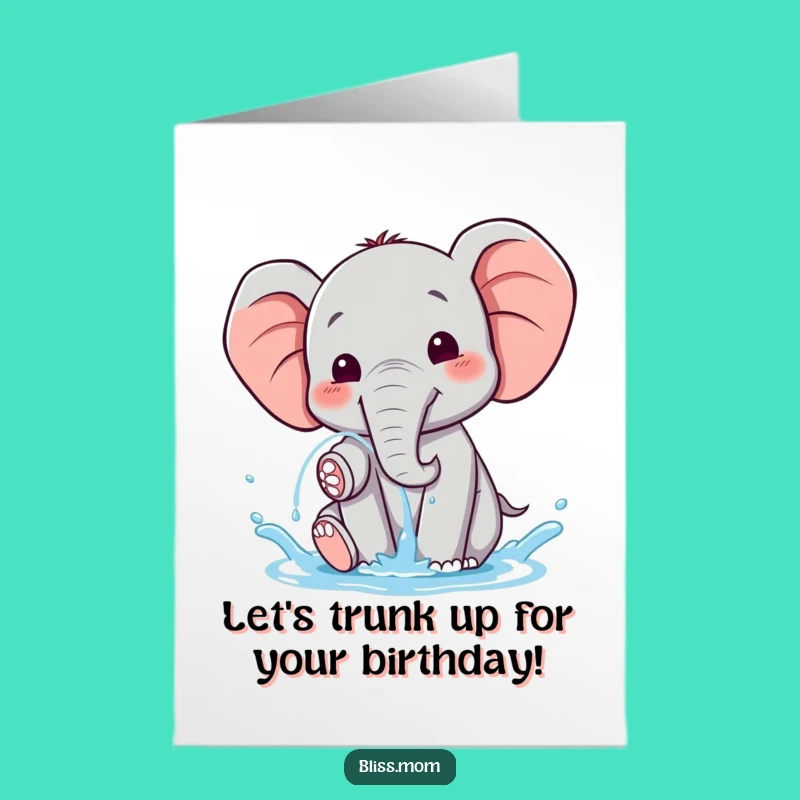 Free Printable Elephant Birthday Card - Funny Downloadable Joyful Greeting for Kids