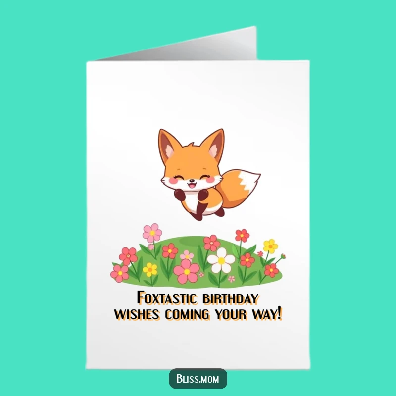 Free Printable Fox Birthday Card: Funny Jumping Fox downloadable gift!