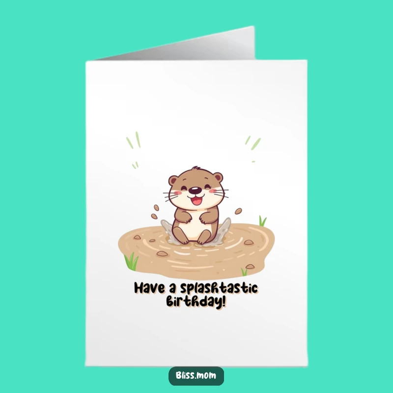 Free Printable Otter Birthday Card: Funny Sliding Otter Downloadable Gift for Splashy Celebrations