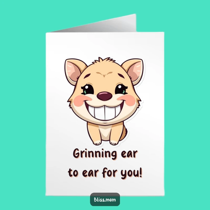 Free Printable Birthday Card: Glowing Grinning Animal, Sweet Downloadable Greeting for Joyful Celebrations