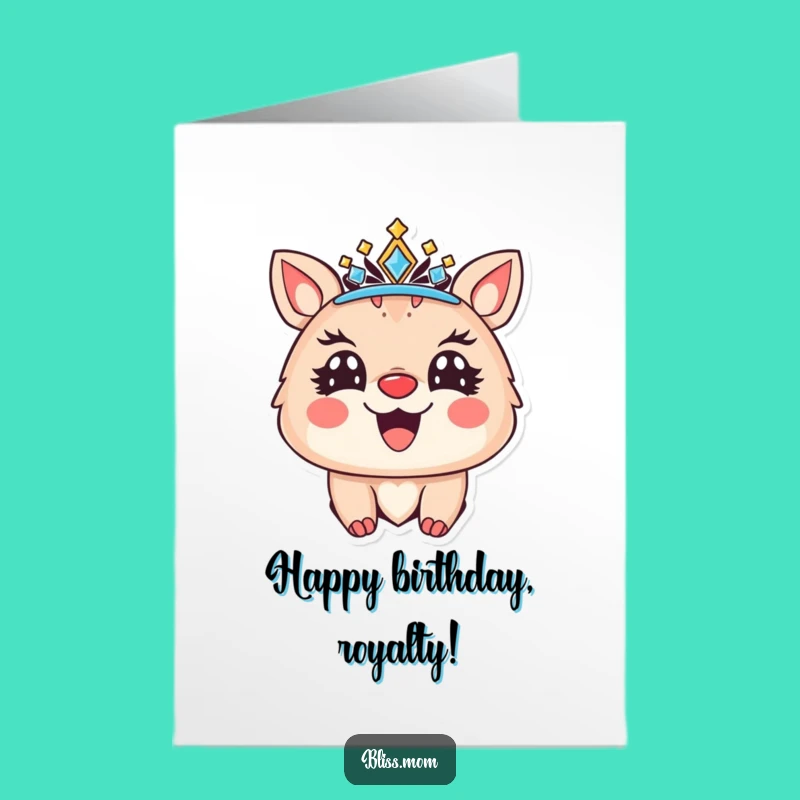 Free Printable Birthday Card: Royal Animal with Crown, Funny Downloadable Gift