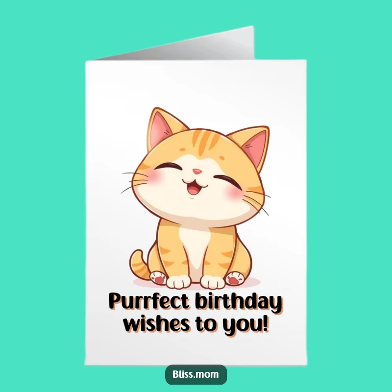 Cat Sunbeam Birthday Card Free Printable: Joyful Feline Downloadable Gift