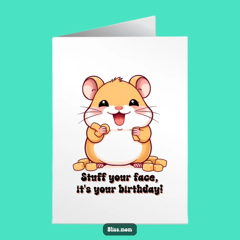 Free Printable Hamster Birthday Card: Funny Treat Hamster downloadable gift!