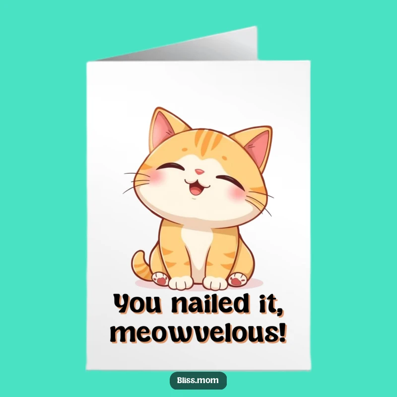 Cat Congrats Card Free Printable: Blissful Feline Downloadable Greeting