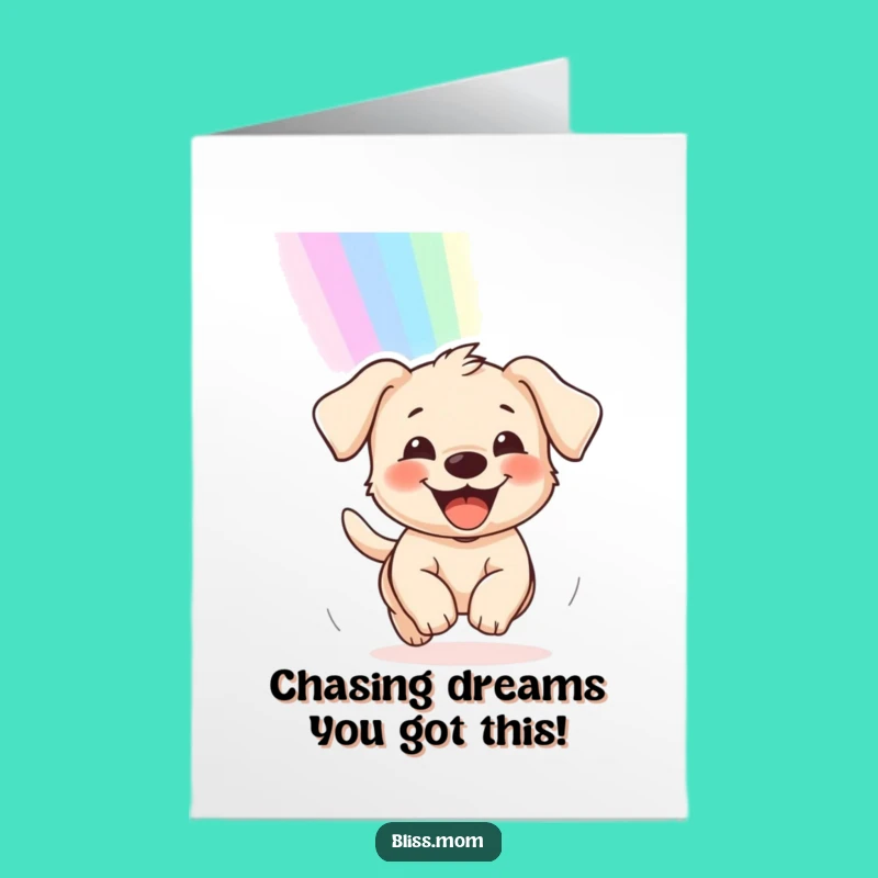 Free Printable Congrats Card: Grinning Puppy & Rainbow - Joyful Downloadable!