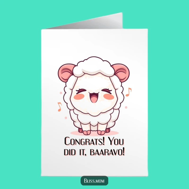 Free Printable Kawaii Sheep Mom Congrats Card - Melodious Celebration Downloadable