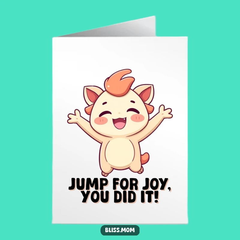 Free Printable Congrats Card: Jumping Creature Celebration, Uplifting Downloadable Gift for Success