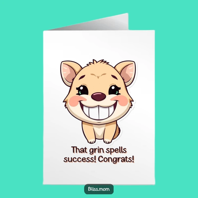 Free Printable Congrats Card: Radiant Grinning Animal, Downloadable Joyful Greeting for Success