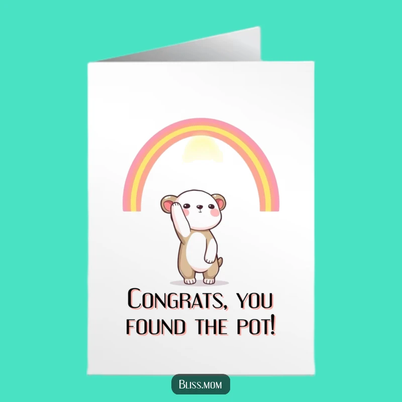 Free Printable Congrats Card: Rainbow Chasing Animal, Dreamy Gift