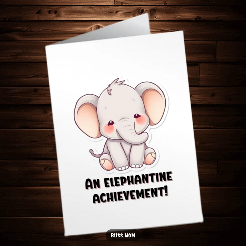 Funny Free Printable Congrats Card: Gentle elephant radiating peace, adorned with soft, comforting hues.