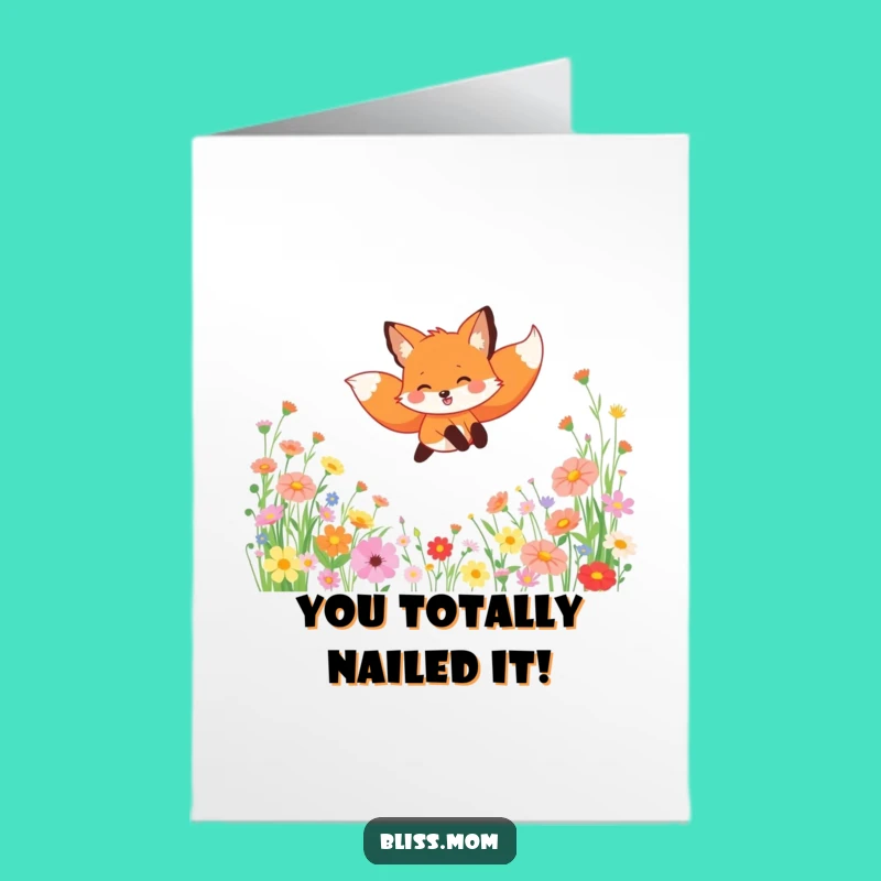Free Printable Fox Congratulations Card: Funny Leaping Fox Downloadable Gift for Any Occasion