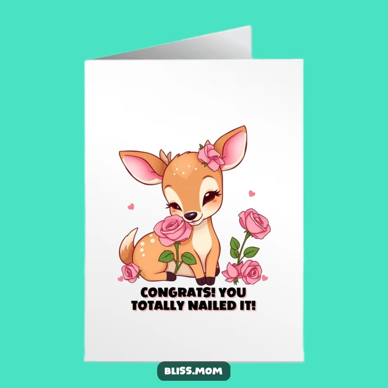 Free Printable Kawaii Deer Mom Congratulations Card - Rose Scented Delight Downloadable