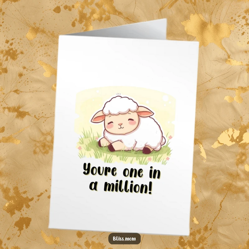 Funny Free Printable Congratulations Card: A content sheep peacefully dozing in a meadow, representing calm and earned rest.