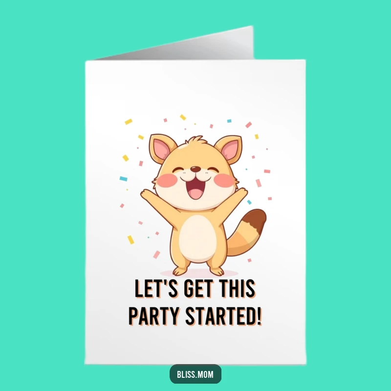 Free Printable Congrats Card: Grinning Animal Tosses Confetti!