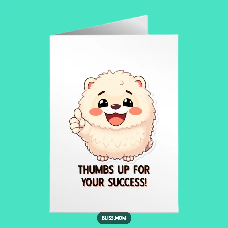 Free Printable Congrats Card: Fluffy Animal Thumbs Up, Positive Downloadable Gift for Success