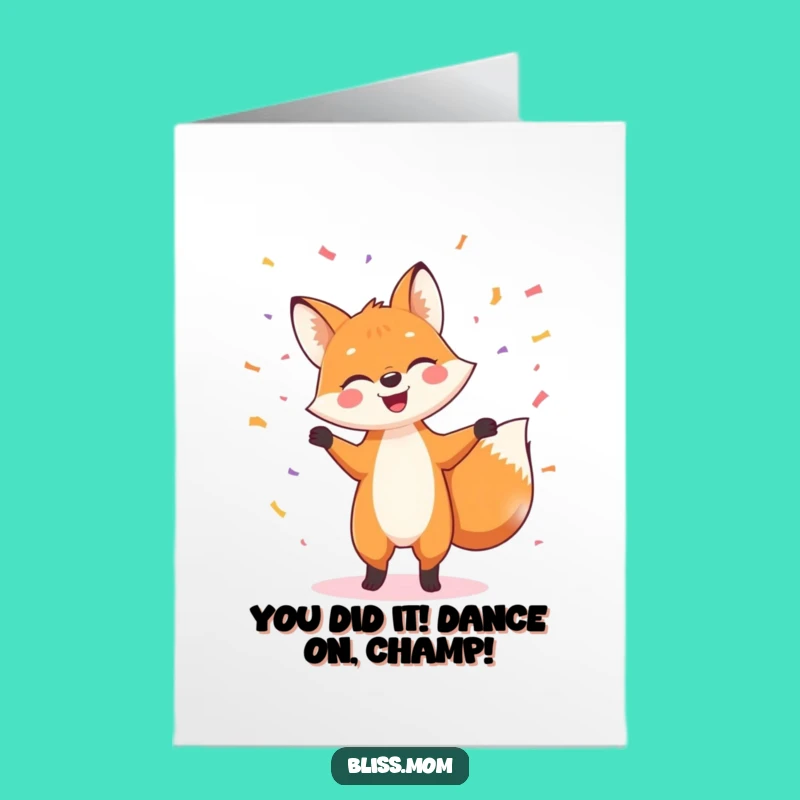 Fox's Joyful Dance: Free Printable Congratulations Card for a Fun Gift!