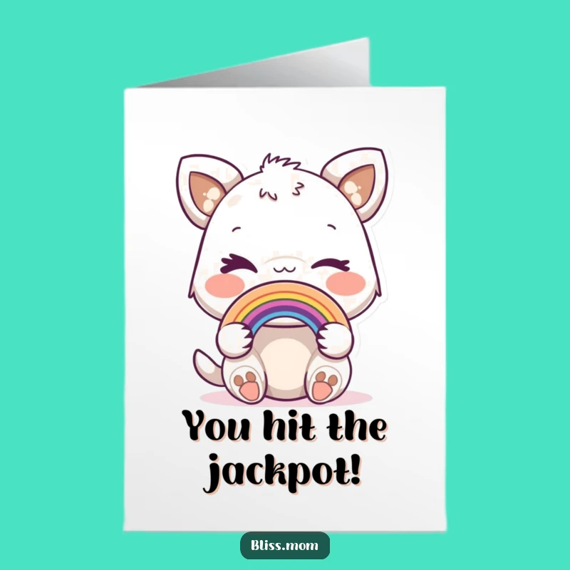 Free Printable Congrats Card: Winking Animal Rainbow, Funny Downloadable Gift