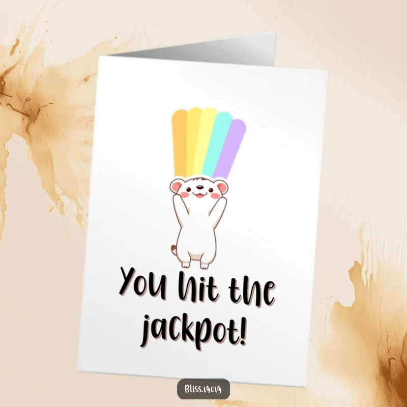 Funny Free Printable congratulations card featuring an animal gazing at a colorful rainbow, representing hope, for cards.