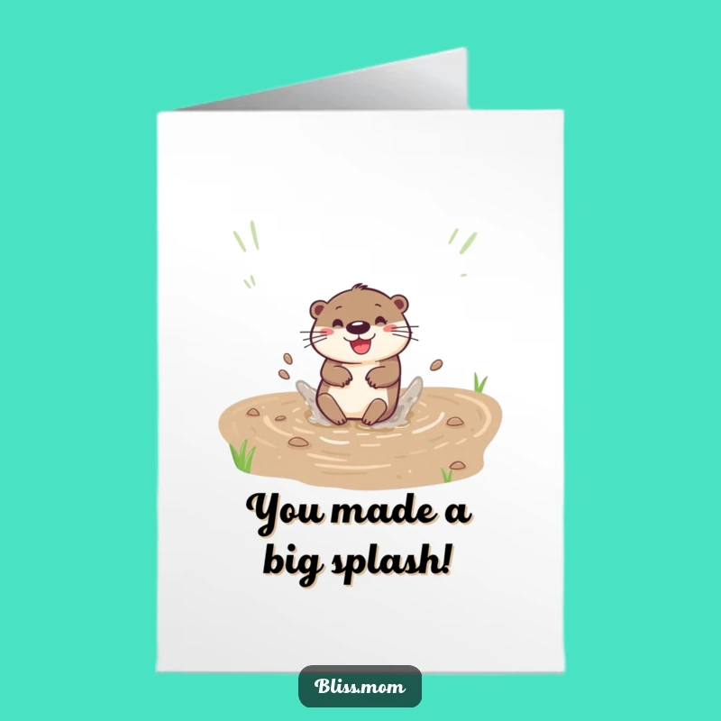 Free Printable Otter Congratulations Card: Funny Sliding Otter Downloadable Gift for Splashy Achievements