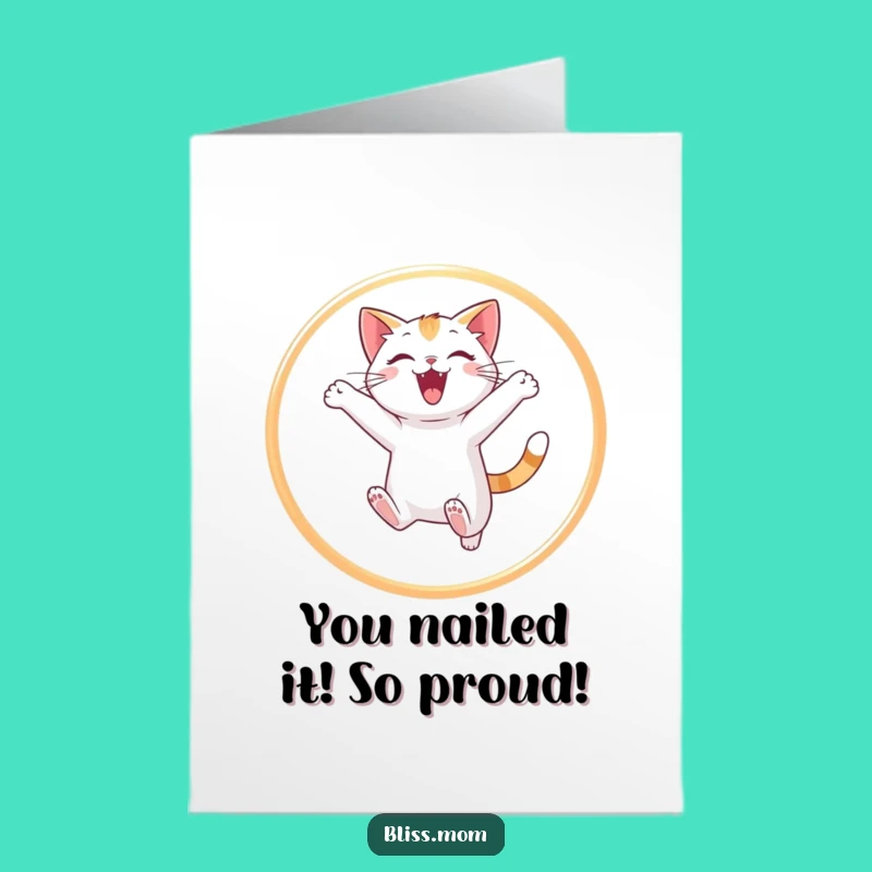 Free Printable Cat Hoop Jump Congrats Card: Humorous DIY Digital Gift for Any Occasion