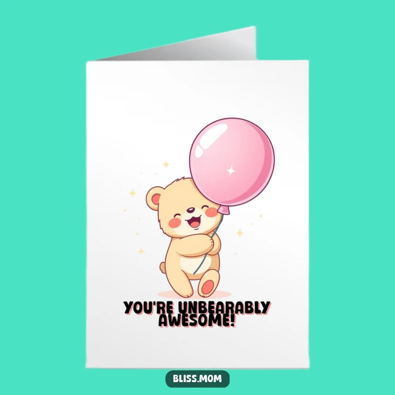 Free Printable Congrats Card: Bear Hugging Balloon - Joyful Downloadable!