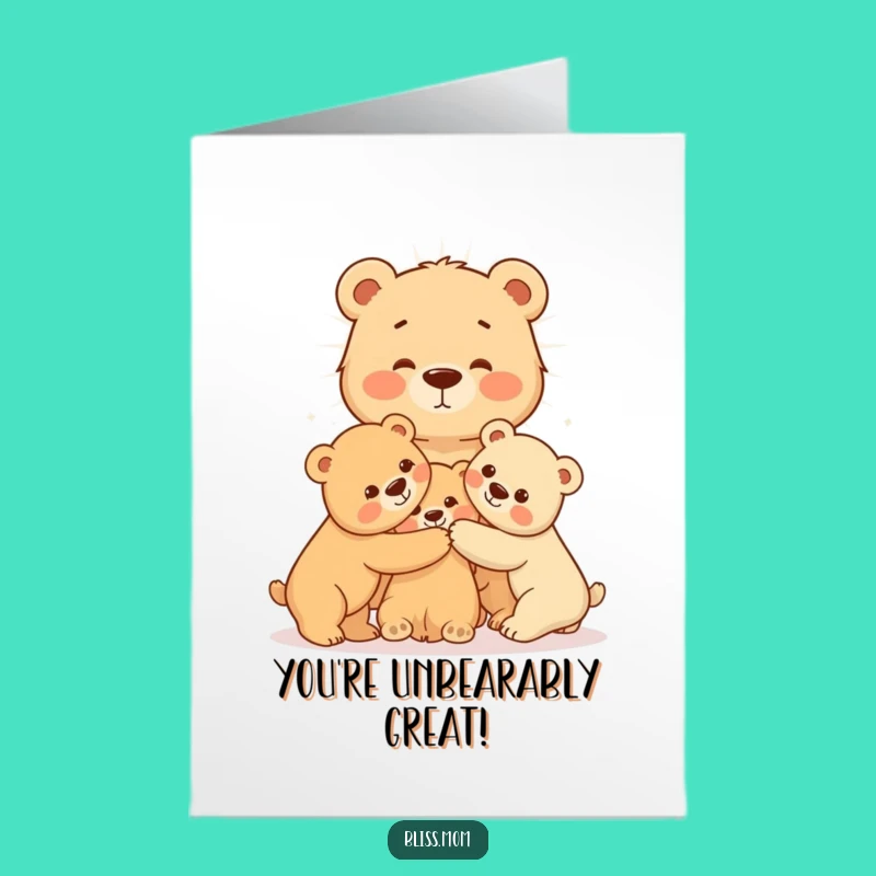 Free Printable Bear Congrats Card: Mama & Cubs Hugs Celebration Downloadable
