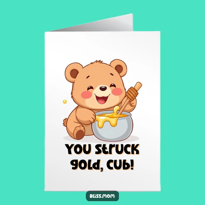 Free Printable Bear Congrats Card: Honey Cub Congratulations Downloadable Gift!
