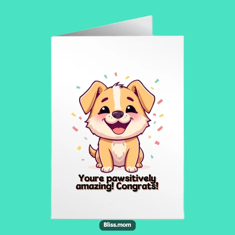 Free Printable Congrats Card: Happy Dog Confetti - Funny Downloadable Gift