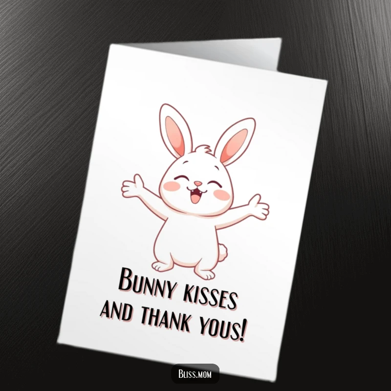 Funny Free Printable Thank You Card: A darling bunny welcomes you with arms open wide, expressing pure, delightful thanks.