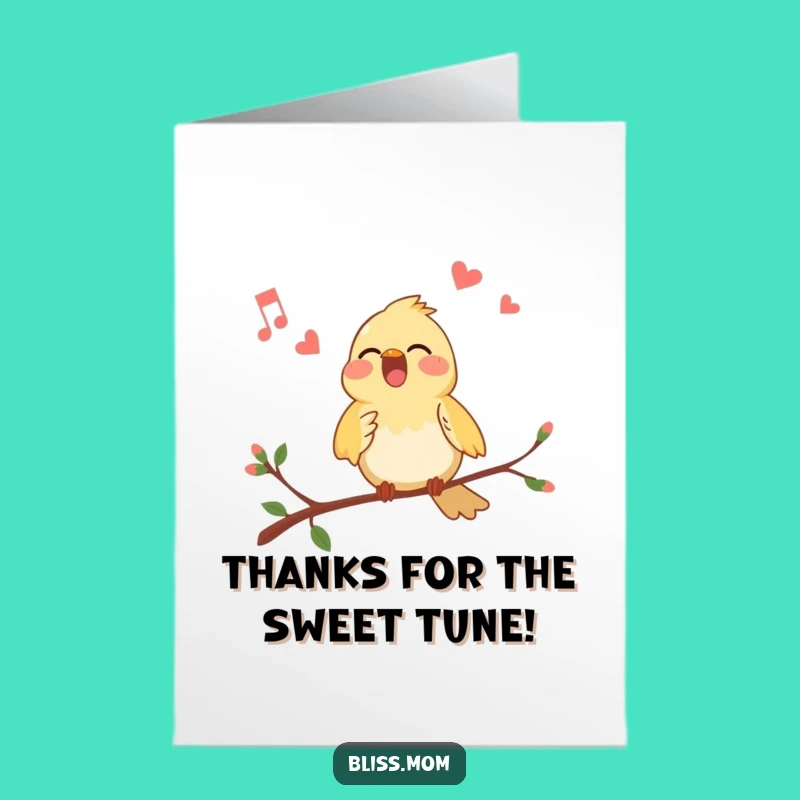 Free Printable Bird Thank You Card: Singing Songbird Gratitude Downloadable!