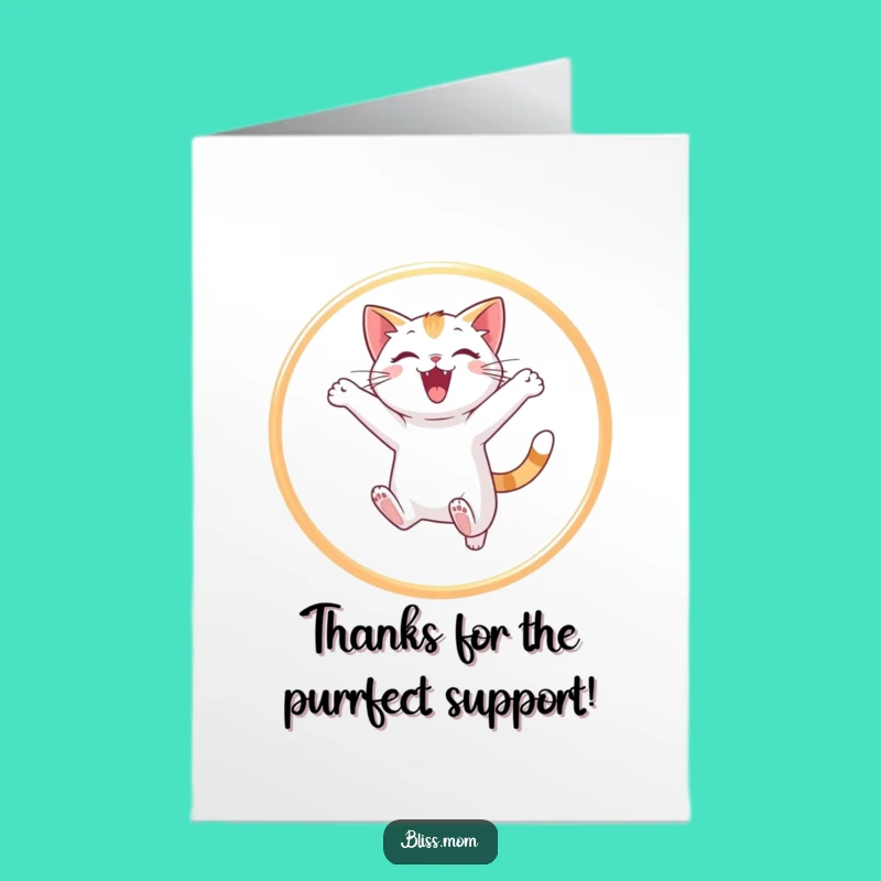 Free Printable Cat Hoop Jump Thank You Card: Whimsical DIY Digital Gift for Expressing Gratitude