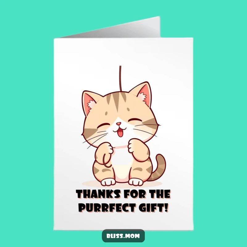 Free Printable Cat Mom Thank You Card: Playful Batting, String Chase Downloadable