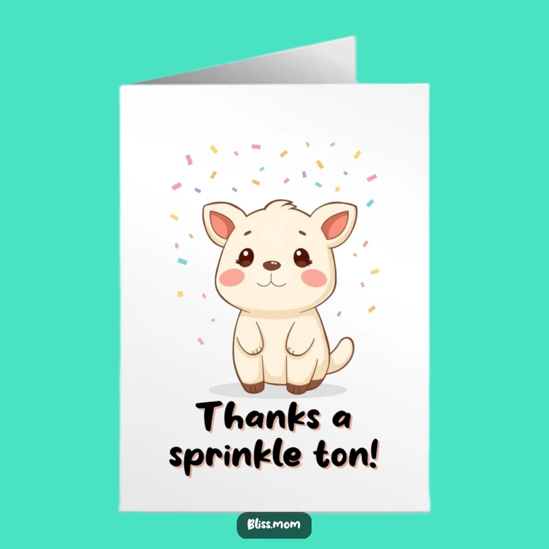 Free Printable Confetti Animal Thank You Card: Funny Downloadable Gift for Gratitude