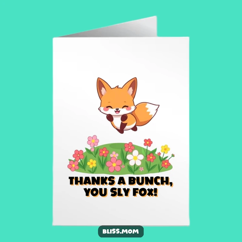 Free Printable Fox Thank You Card: Funny Jumping Fox downloadable gift!