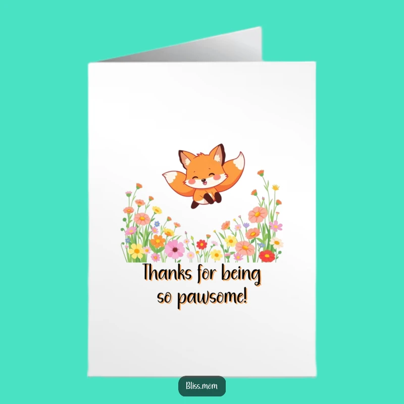 Free Printable Fox Thank You Card: Funny Leaping Fox Downloadable Gift for Expressing Gratitude