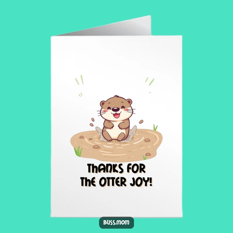 Free Printable Otter Thank You Card: Funny Sliding Otter Downloadable Gift for Splashy Gratitude