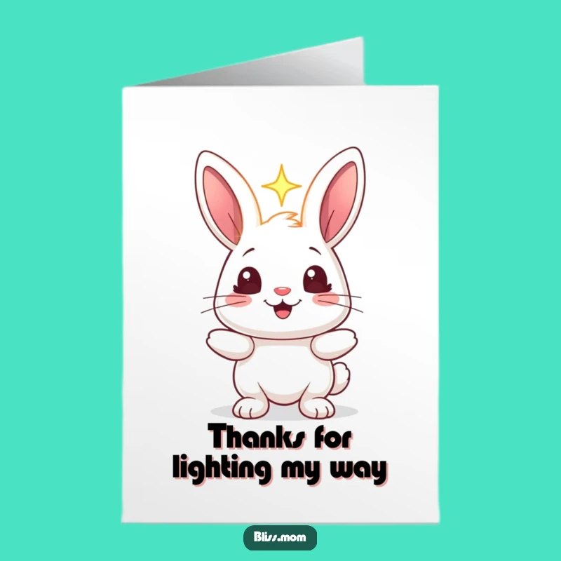Free Printable Rabbit Light Thank You Card: Glowing DIY Digital Gift for Showing Gratitude