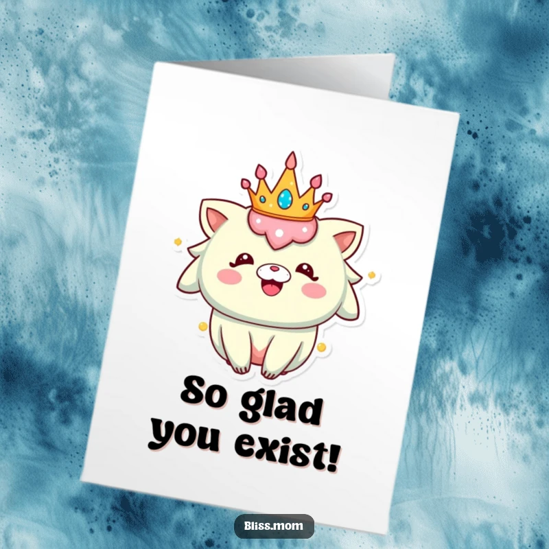 Funny Free Printable Thank You Card: A creature crowned in sparkle, radiating pure, unadulterated happiness.