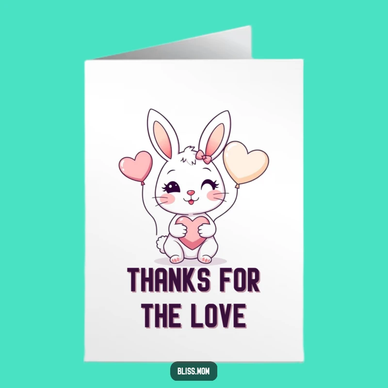 Free Printable Thank You Card: Funny Bunny Mom Heart Balloon, Perfect DIY Downloadable Gift