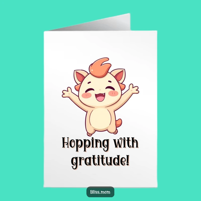 Free Printable Thank You Card: Joyful Jumping Creature, Grateful Downloadable Gift for Expressing Thanks