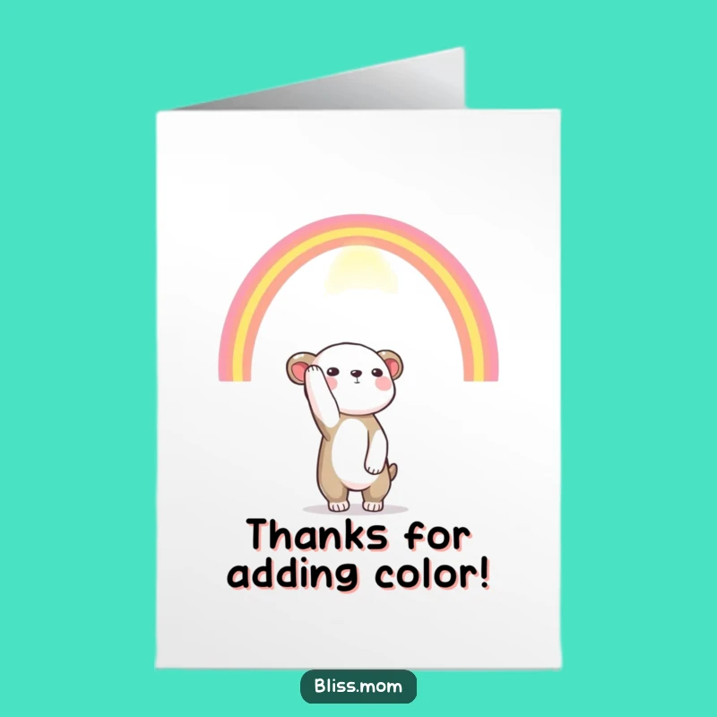 Free Printable Thank You Card: Rainbow Wish Animal, Grateful Gift