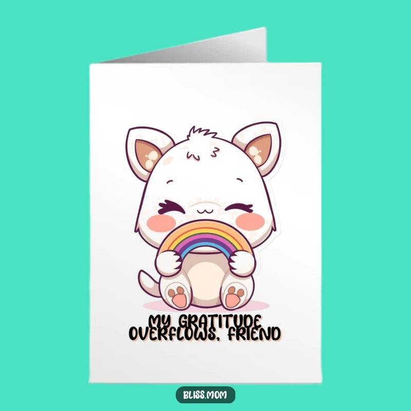 Free Printable Thank You Card: Winking Animal Rainbow, Funny Downloadable Gift