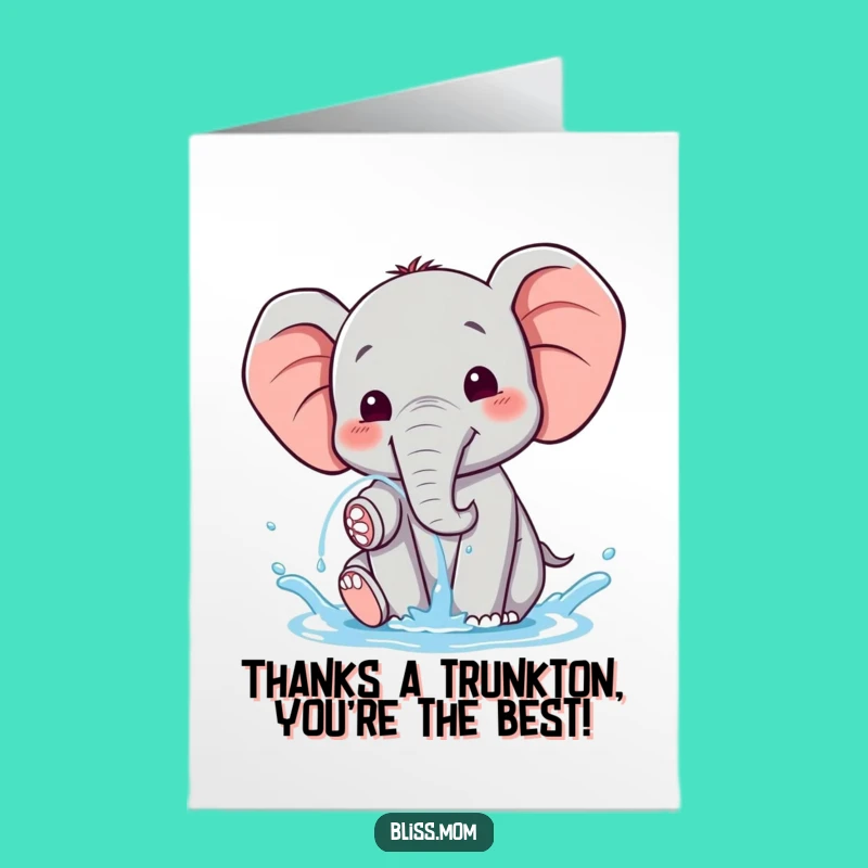 Free Printable Elephant Thank You Card - Funny Downloadable Appreciation with a Splash