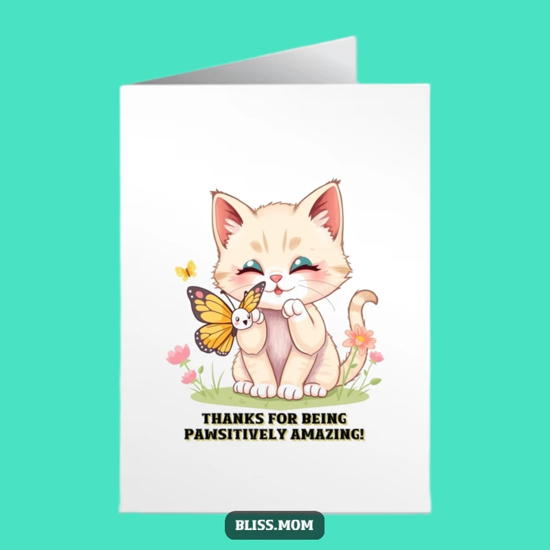 Free Printable Kawaii Kitten Thank You Card - Funny Downloadable Appreciation Gift
